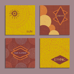 Set of cards with ethnic design. Templates for invitation, scrapbook or wedding card