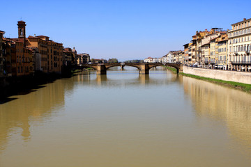 Fototapeta na wymiar View of Arno river and Florence architecture, Italy