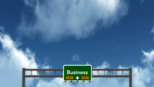 Passing under Business Exit Only Concept Highway Road Sign
  