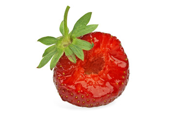 Half of strawberry isolated on white background