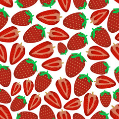 colorful strawberries fruits and half fruits seamless pattern eps10