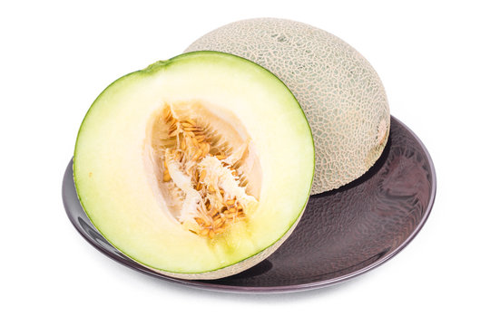 Part of the green japanese melon in isolated