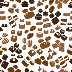 sweet chocolate truffles icons seamless brown pattern eps10