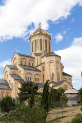 Fototapeta na wymiar Cathedral of the Holy Trinity (Tsminda Sameba) - the main cathedral of the Georgian Orthodox Church