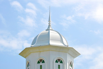 Close up of mosque tower with copy space area