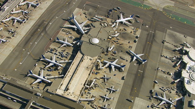 Aerial view of an airport terminal