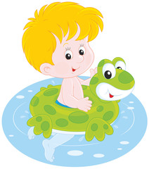 Boy with a rubber ring