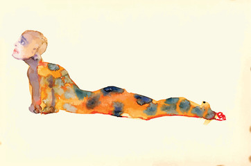 Lying figure - Water colors converted to vector