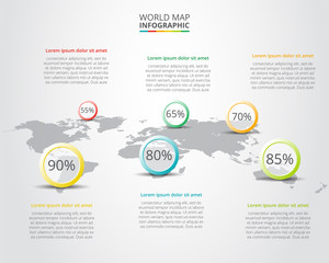 Vector world map with infographic elements. 