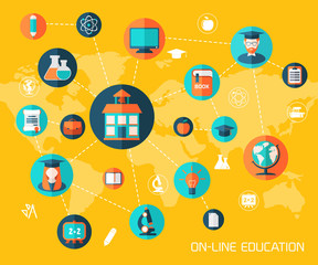 On-line education background.