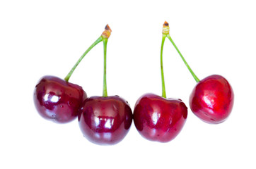 Sweet red cherries isolated on white background