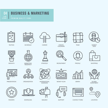 Thin line icons set. Icons for business.    