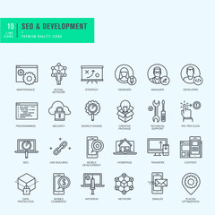 Fototapeta na wymiar Thin line icons set. Icons for seo, website and app design and development. 
