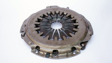 New clutch disc on a white background view from below