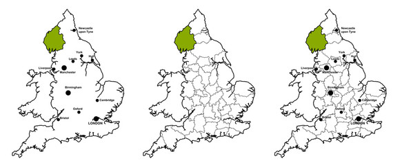 Cumbria located on map of England
