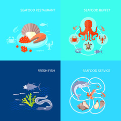 Sea Food Icon Flat
