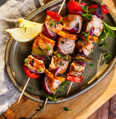 Fish and vegetable kebabs
