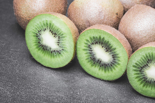 Kiwi fruit cut in studio