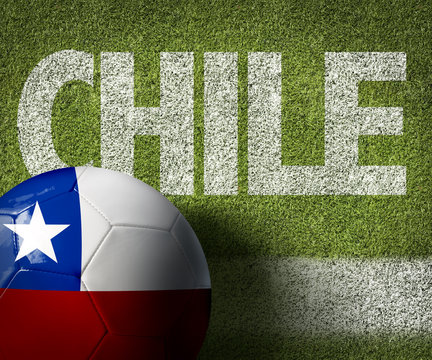 Soccer field with the text: Chile