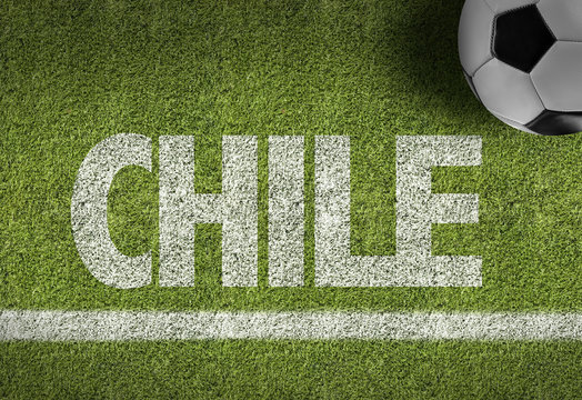 Soccer field with the text: Chile