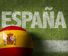 Soccer field with the text: Spain (in Spanish)