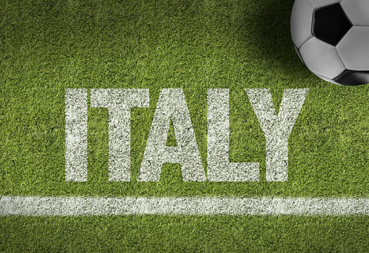 Soccer field with the text: Italy 