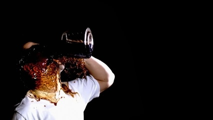 Coffee guzzler, slow motion