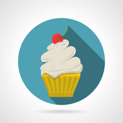 Flat color vector icon for tasty cupcake
