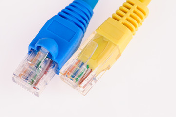 computer network cables over grey background