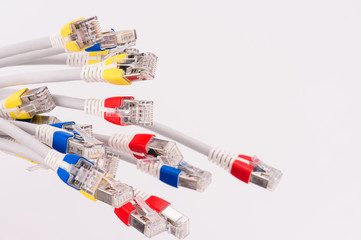 computer network cables over grey background
