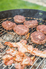 grilled hamburgers with bacon