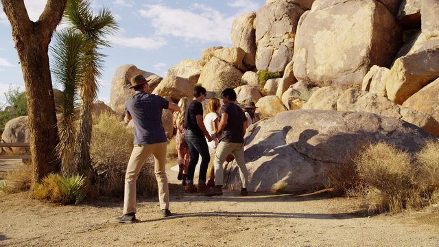 Group of young people in the desert