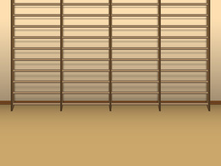 Sports hall with stairs to the wall.