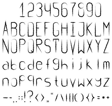 Black and white studded font. Full set with numbers and punctuation.