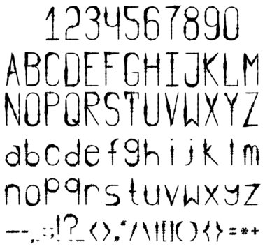 Black and white font. Full set with numbers and punctuation.