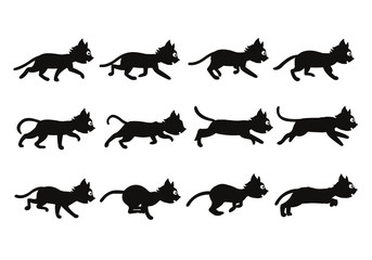 Fototapeta premium Black Cat Transition from Walking to Running Sprite