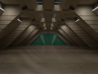 Obraz premium Science fiction interior scene - sci fi corridor 3d rendering
