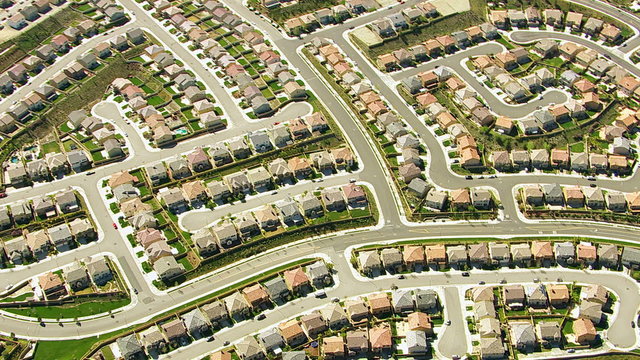 Aerial shot of Southern California housing development