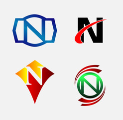 Letter N logo symbol set collection
