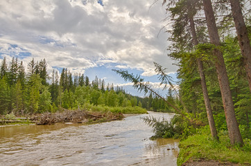 Receding water of the Bow River during the Calgary 2013 flood.