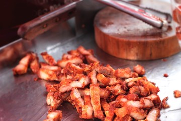 Fried pork at the market