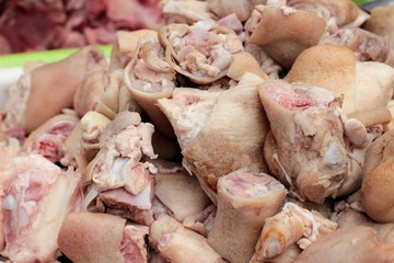 Raw pork ribs at the market