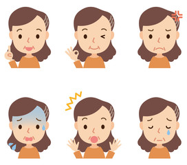 中年女性　表情ポーズ　セット