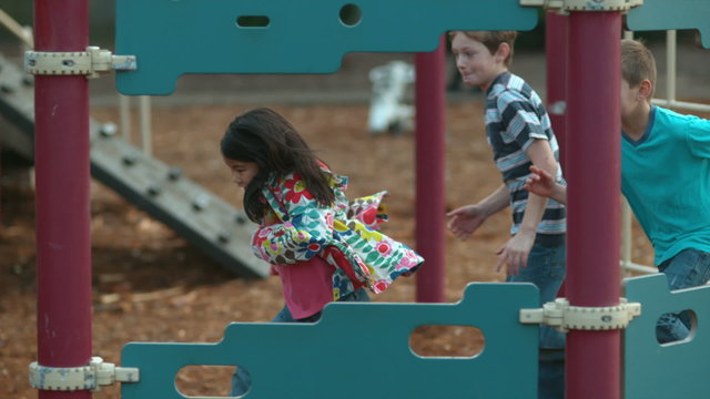 Kids running at playground in slow motion; shot on Phantom
