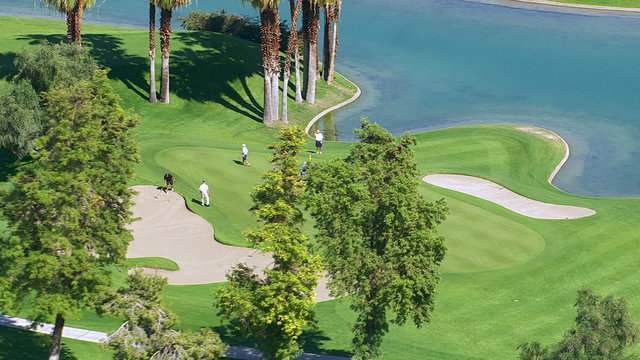 Palm Springs, California, USA -  Aerial shot of golf course