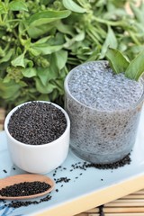 Basil seeds for fiber beverage and raw seed