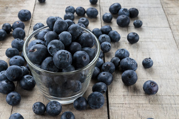 Blueberries on wooden table