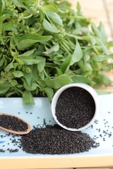 Basil seeds for fiber beverage and raw seed