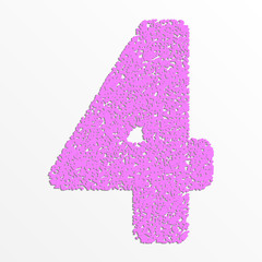 Vector colorful digits with grain texture, digit 4
