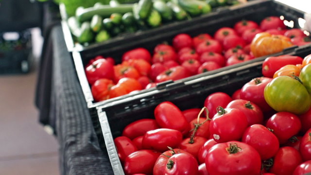 Summer farmers market on Main Street in Parker, Colorado.